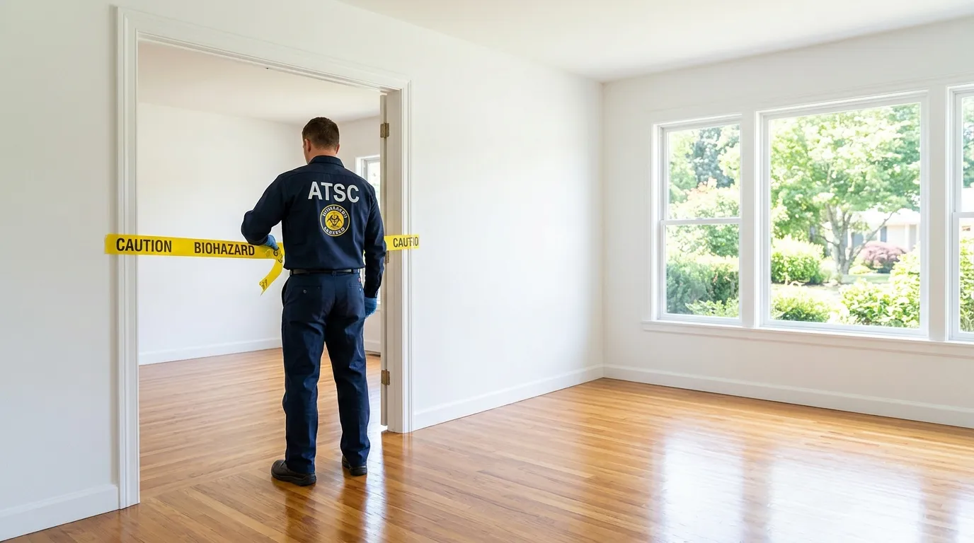 Certified biohazard cleanup crew performing Decomposition Cleanup in Coalinga